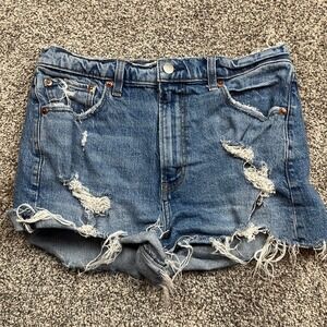Abercrombie Fitch Mom Shorts Womens 29 High Rise‎ Distressed Denim Jean Cutoffs